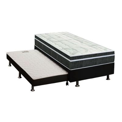 Cama Box c/Auxiliar Solteiro: Colchão Orthoflex Bonnel Venezia Black + Base CRC Courano Black(88x188)
