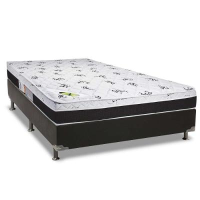 Cama Box Casal: Colchão Espuma Luckspuma D33/AG65  Aspen Super Firme + Base CRC Suede Black(138x188)
