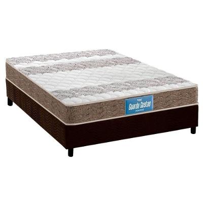 Cama Box Casal: Colchão Espuma D33 Probel /EP Guarda Costas Próintense Double Face + Base CRC Suede Brown(138x188)