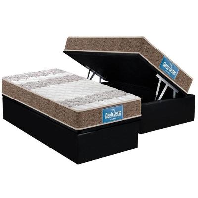 Cama Box Baú Solteiro: Colchão Espuma D33 Probel  / EP Guarda Costas PróIntense Plus Double Face + Base CRC Courano Black(88x188)