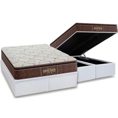 Cama Box Baú Queen: Colchão Ortopédico Probel Guarda Costas Extra Firme + Base CRC Courano White(158x198)