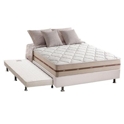 Cama Box c/Auxiliar Casal: Colchão Anjos MasterPocket Classic Bege + Base CRC Courano Branco(138x188)