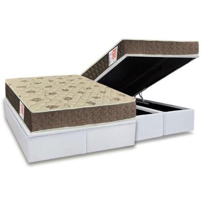 Cama Box Baú Queen: Colchão Espuma D33 Orthoflex Comfortpedic Line + Base CRC Courano White(158x198)