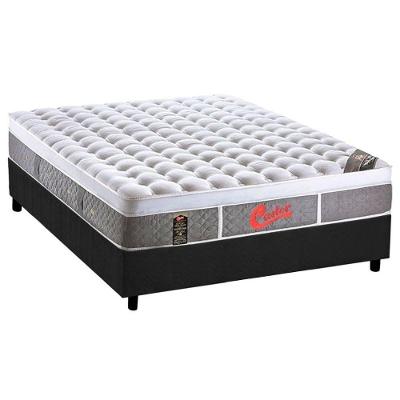 Cama Box Casal: Colchão Molas Ensacadas Castor Pocket Gold Star Light Stress Oxygen New Plush + Base CRC Suede Gray(138x188)