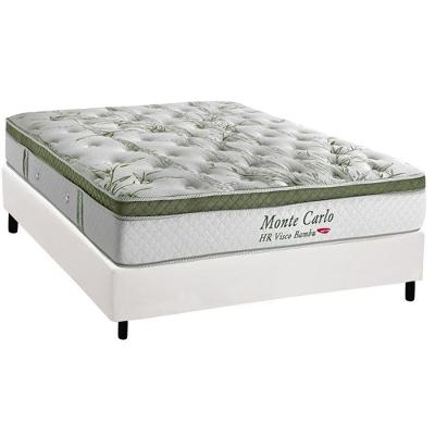 Cama Box Casal: Colchão Molas Herval MasterPocket Ensacadas Monte Carlo HR Visco + Base CRC Courano Branco(138x188)