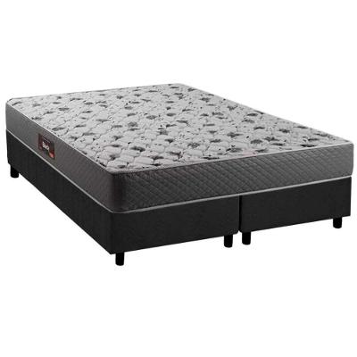 Cama Box Queen: Colchão Ortopédico Herval D28/AG65 Black + Base CRC Suede Gray(158x198)