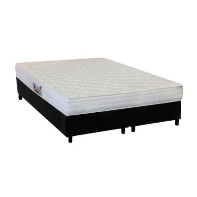 Cama Box Queen: Colchão Espuma Herval AG65 Frontier + Base CRC Suede Black(158x198)