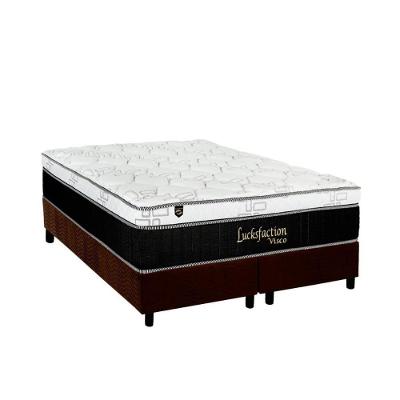 Cama Box Queen: Colchão Molas Ensacadas Luckspuma MasterPocket Lucksfaction Viscoelástico + Base CRC Suede Brown(158x198)