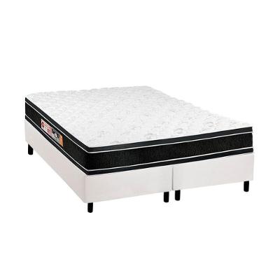 Cama Box Queen: Colchão Espuma Castor D33 Black E White Double Face + Base White(158X198)