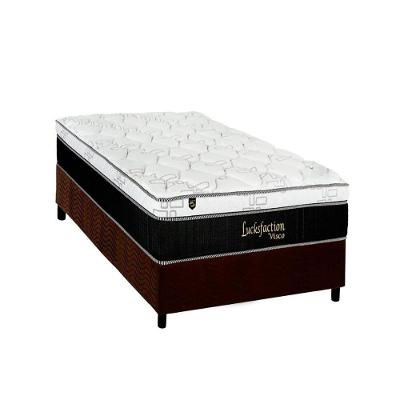 Cama Box Solteiro: Colchão Molas Ensacadas Luckspuma MasterPocket Lucksfaction Viscoelástico + Base CRC Suede Brown(88x188)