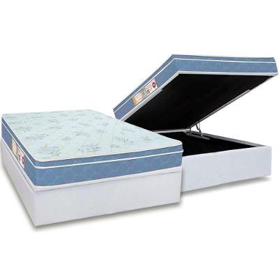Cama Box Baú Casal: Colchão Espuma Castor D45 Sleep Max + Base CRC Courano White(138x188)