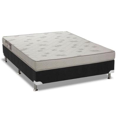 Cama Box Viúva: Colchão Espuma Ortobom Light Saúde + Base CRC Courano Black(128x188)