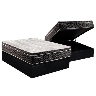 Cama Box Baú Casal: Colchão Molas Paropas Extrapedic Olímpia + Base CRC Suede Black(138x188)
