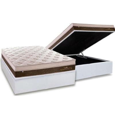 Cama Box Baú Casal: Colchão Molas Plumatex MasterPocket Ensacadas Personalle + Base CRC Courano White(138x188)