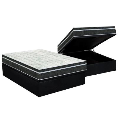 Cama Box Baú Casal: Colchão Molas Orthoflex Bonnel Venezia + Base CRC Courano Black(138x188)