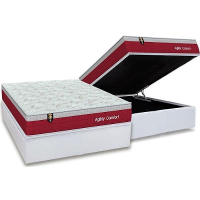 Cama Box Baú Casal: Colchão Molas Ensacadas Orthoflex MasterPocket Agility Confort + Base CRC Courano White(138x188)