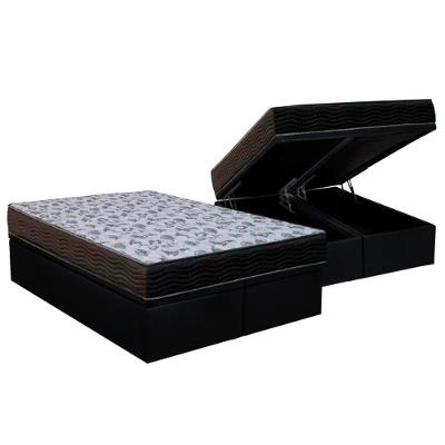 Cama Box Baú Queen: Colchão Espuma D33 Ortobom  / EP ISO 100 Ultra Firme + Base CRC Courano Black(158x198)