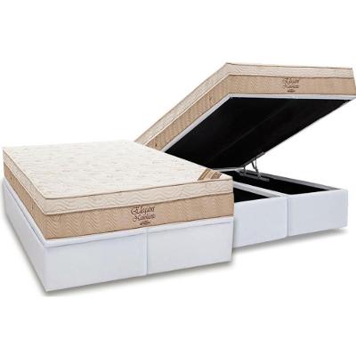 Cama Box Baú King: Colchão Molas Ortobom Nanolastic Elegant + Base Crc Courano White(186X198)