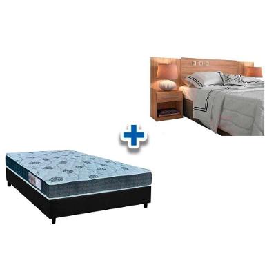 Cama Box Casal CRC + Colchão D45 Cecina + Cabeceira Plus Atacama