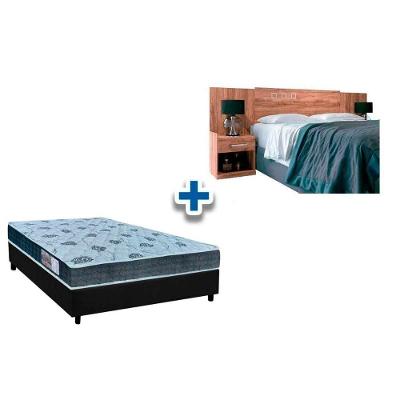 Cama Box Casal CRC + Colchão D45 Cecina + Cabeceira Plus Atacama