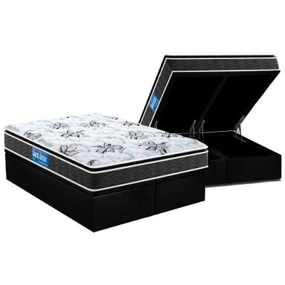 Cama Box Baú Queen: Colchão Ortopédico Probel D28 Guarda Costas Premium Multi Firme Pillow Top + Base CRC Suede Black(158x198)