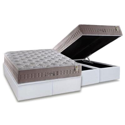 Cama Box Baú Queen: Colchão Molas MasterPocket Ensacadas Anjos   Richesse + Base CRC Courano White(158x198)