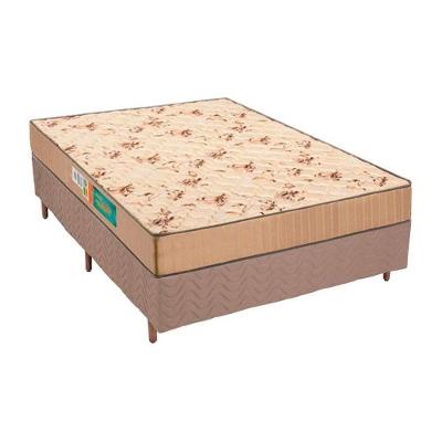Cama Box Casal: Colchão Espuma Polar D33 Pérola + Base CRC Rústico Clean(138x188)
