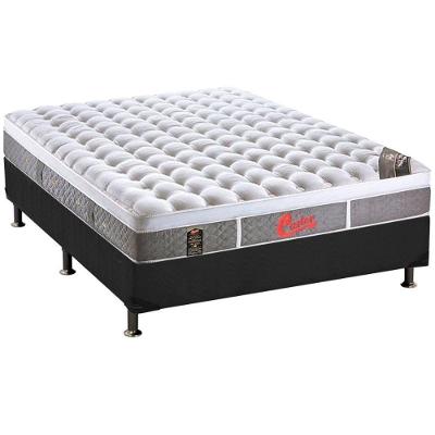 Cama Box Casal: Colchão Molas Castor Pocket Light Stress Oxygen New Plush + Base CRC Suede Cinza(138x188)