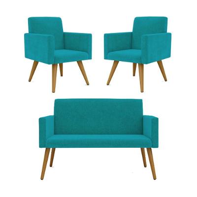 Kit Namoradeira 2 Lugares Reforçada + 2 Poltronas azul Turquesa