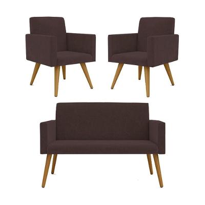 Kit Namoradeira 2 Lugares Reforçada + 2 Poltronas marrom