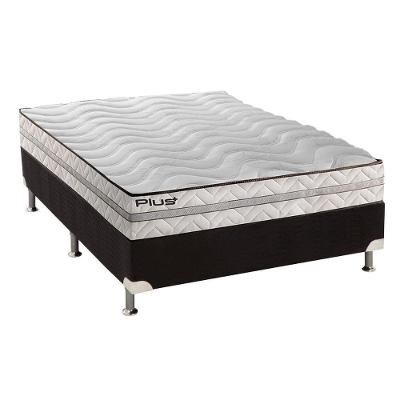 Cama Box Casal: Colchão Espuma D33 Paropas Pasquale Plus + Base CRC Suede Black(138x188)