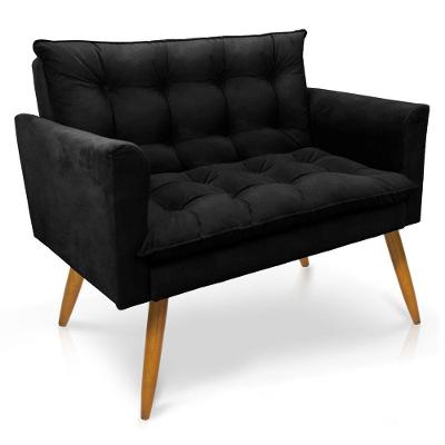 Namoradeira 2 Lugares Olivia Suede Pallazio Preto