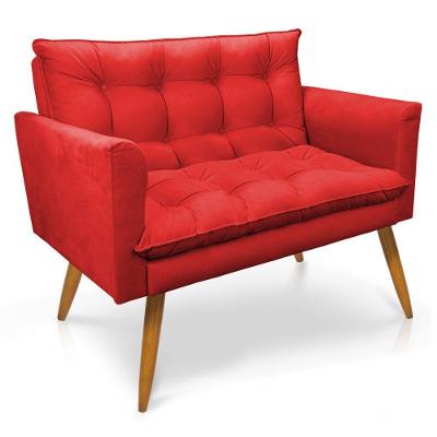 Namoradeira 2 Lugares Olivia Suede Pallazio Vermelho