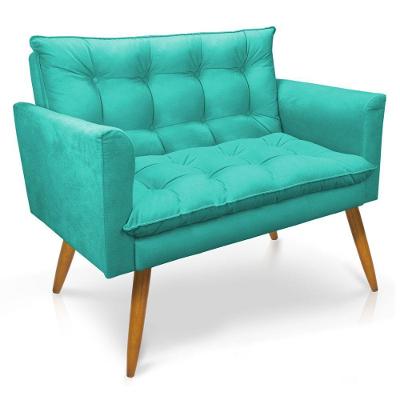 Namoradeira 2 Lugares Olivia Suede Azul Turquesa Pallazio