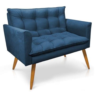 Namoradeira 2 Lugares Olivia Suede Azul Marinho Pallazio