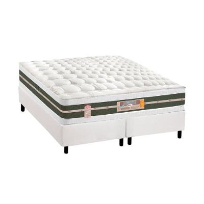 Cama Box King: Colchão Molas Bonnel Castor Silver Star Air + Base CRC Courano White(193x203)