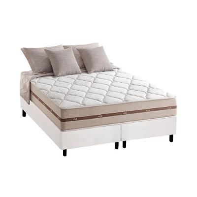 Cama Box Queen: Colchão Molas Masterpocket Ensacadas Anjos Classic + Base Branco(158X198)