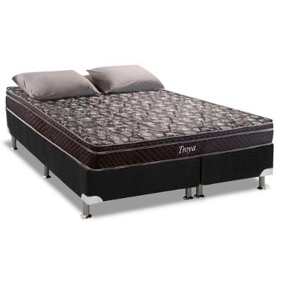 Cama Box Queen: Colchão Molas Herval Bonnel Troya + Base CRC Suede Black(158x198)