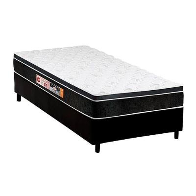 Cama Box Solteiro: Colchão Espuma D45 Castor Black e White Air + Base CRC Courano Black(88x188)