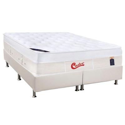 Cama Box Queen: Colchão Molas Pocket Ensacadas Castor Gold Star Vitagel Max + Base Branco(158X198)