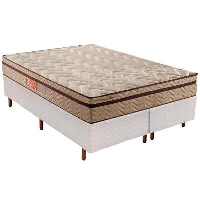 Cama Box Queen: Colchão Molas MasterPocket Ensacadas Paropas   Marcelly Ibiza + Base CRC Courano Branco(158x198)