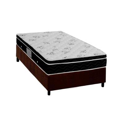 Cama Box Solteiro: Colchão Molas Ortobom Nanolastic Physical Spring + Base CRC Suede Marrom(88x188)