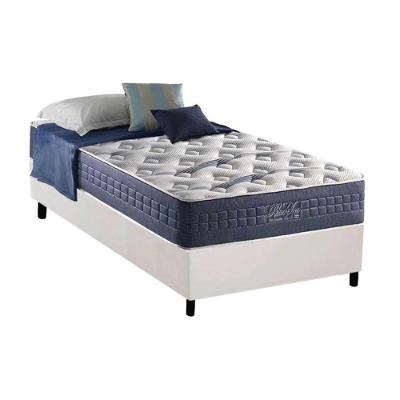Cama Box Solteiro: Colchão Molas MasterPocket Ensacadas Anjos   Blue Sea + Base CRC Courano Branco(88x188)