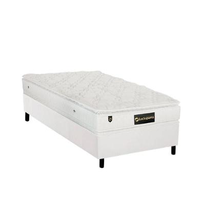 Cama Box Solteiro: Colchão Molas Ensacadas Luckspuma MasterPocket Lucksfaction Plus + Base CRC Courano White(88x188)