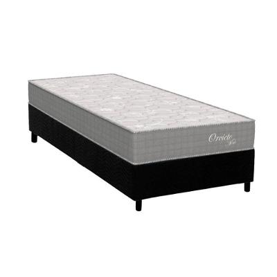 Cama Box Solteiro: Colchão Molas Ensacadas Orthoflex MasterPocket Orvieto Unic Face + Base CRC Suede Black(88x188)
