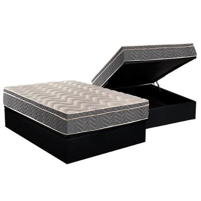 Cama Box Baú Casal: Colchão Espuma D45 Paropas  / EP Confort Mega Firme + Base CRC Suede Black(138x188)