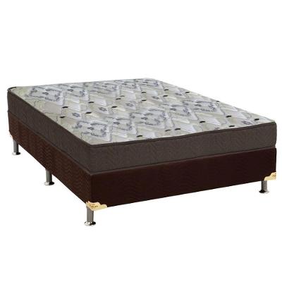Cama Box Viúva: Colchão Espuma Ortobom D45/EP Anatômico Fort Tech ISO 150 + Base CRC Suede Brown(128x188)