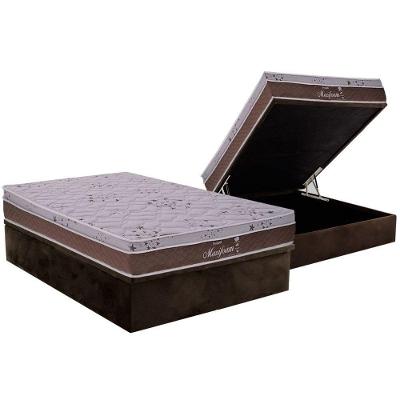 Cama Box Baú Casal: Colchão Molas Probel MasterPocket Ensacadas Maxifoam + Base CRC Suede Brown(138x188)
