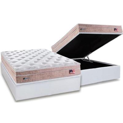 Cama Box Baú Casal: Colchão Molas Sealy MasterPocket Ensacadas Miami + Base CRC Courano White(138x188)