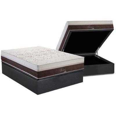 Cama Box Baú Casal: Colchão Molas Polar MasterPocket Ensacadas Sporting + Base CRC Suede Gray(138x188)
